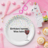 Rode wijn en verjaardagsfeestje confetti papieren bordje (Feest)