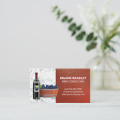 Rode wijn en wijnemmer | Rode lederen marmer Visitekaartje (Staand voorkant)