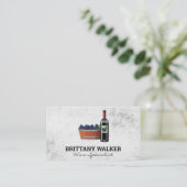 Rode wijn en wijnemmer visitekaartje (Staand voorkant)