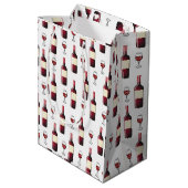 Rode wijn en wijnglas medium cadeauzakje (Achterkant Gekanteld)