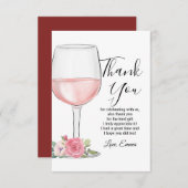 rode wijn , floral , dank je wel bedankkaart (Voorkant / Achterkant)
