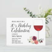 rode wijn , floral , verjaardagsfeestdag kaart (Staand voorkant)