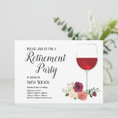 rode wijn , florale , uitnodiging van de partij vo (Staand voorkant)