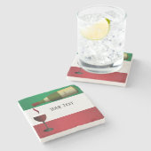 Rode wijn gegoten stenen onderzetter (Zijkant)