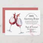 Rode wijn gelegenheid jubileum diner kaart (Voorkant / Achterkant)