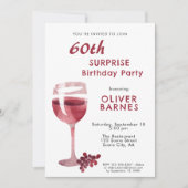 Rode Wijn Glas 60e Verjaardag Verrassingsfeest Kaart (Voorkant)