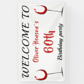 Rode Wijn Glas 60e Verjaardagsfeest Achtergrond Spandoek (Verticaal)