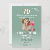 Rode Wijn Glas 70e Verjaardag Party Foto Kaart (Voorkant)