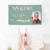 Rode Wijn Glas 70e Verjaardag Party Foto Spandoek (Insitu)