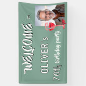 Rode Wijn Glas 70e Verjaardagsfeest Foto Spandoek (Verticaal)