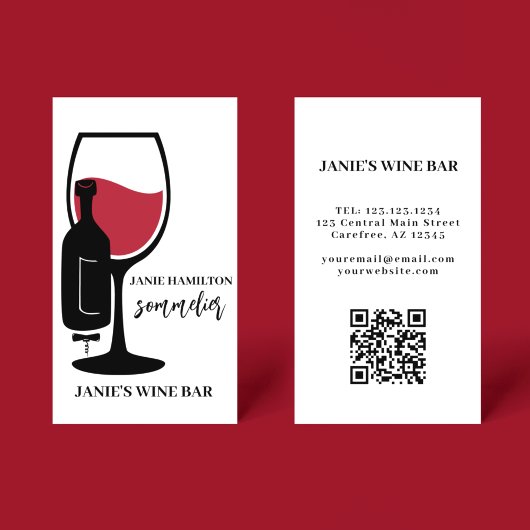 Rode Wijn Glas Bar Wijngaard QR Code Visitekaartje