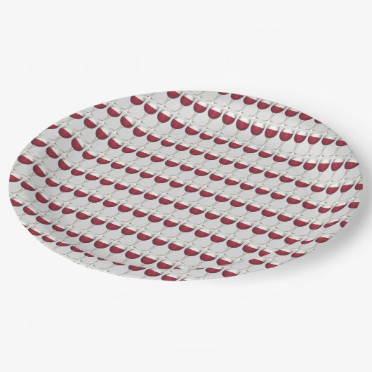 Rode Wijn Glas Cocktail Party Wijnbouw Wijngaard Papieren Bordje (Gekanteld)