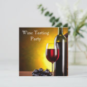 Rode wijn glas fles wijnproeverij feest kaart (Staand voorkant)