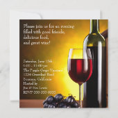 Rode wijn glas fles wijnproeverij feest kaart (Achterkant)