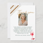 Rode Wijn Glas Glitter Verjaardag Foto Bedankkaart (Voorkant)