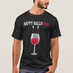 Rode Wijn Glas Hoektanden Kostuum Schattig Eenvoud T-shirt