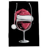 Rode wijn glas Kerst Grappig Kerstmis Kerst Medium Cadeauzakje (Voorkant)
