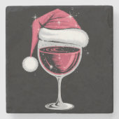 Rode wijn glas Kerst Grappig Kerstmis Kerst Stenen Onderzetter (Voorkant)