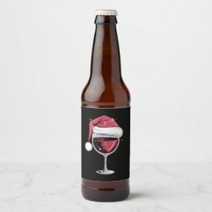 Rode wijn glas Kerst Grappig Kerstmis Xmas Bier Etiket