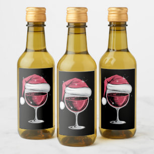 Rode wijn glas Kerst Grappig Kerstmis Xmas Etiket
