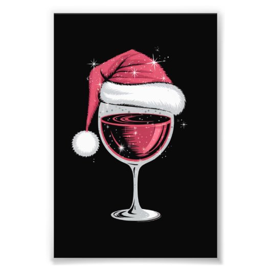 Rode wijn glas Kerst Grappig Kerstmis Xmas Foto Afdruk (Voorkant)