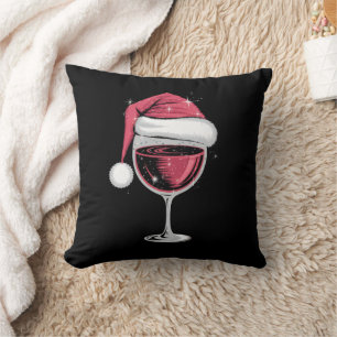 Rode wijn glas Kerst Grappig Kerstmis Xmas  Kussen