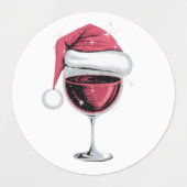 Rode wijn glas Kerst Grappig Kerstmis Xmas  Labels (Design 2)