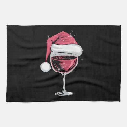 Rode wijn glas Kerst Grappig Kerstmis Xmas Theedoek (Horizontaal)