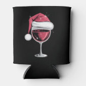 Rode Wijn Glas Kerst Grappige Kerst Kerstmis Blikjeskoeler (Voorkant)