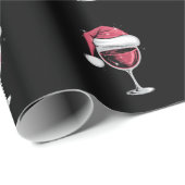 Rode Wijn Glas Kerst Grappige Kerst Kerstmis Cadeaupapier (Rol Hoek)