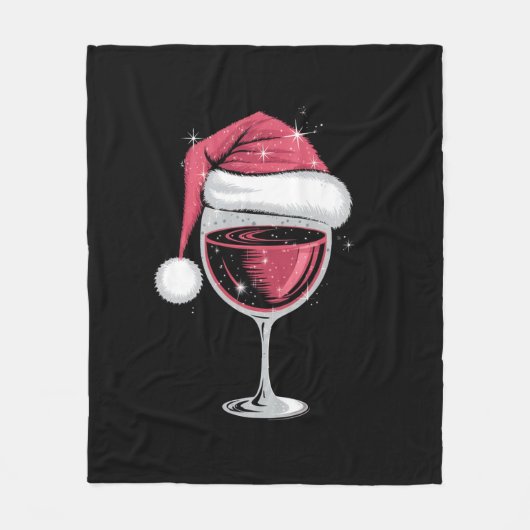 Rode Wijn Glas Kerst Grappige Kerst Kerstmis Fleece Deken (Voorkant)