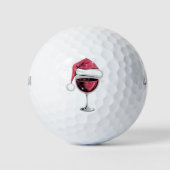 Rode Wijn Glas Kerst Grappige Kerst Kerstmis Golfballen (Voorkant)