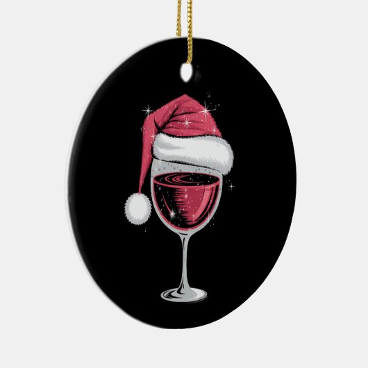 Rode Wijn Glas Kerst Grappige Kerst Kerstmis Keramisch Ornament (Rechts)