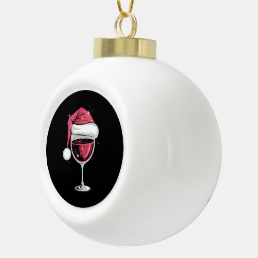 Rode Wijn Glas Kerst Grappige Kerst Kerstmis Keramische Bal Ornament (Rechts)