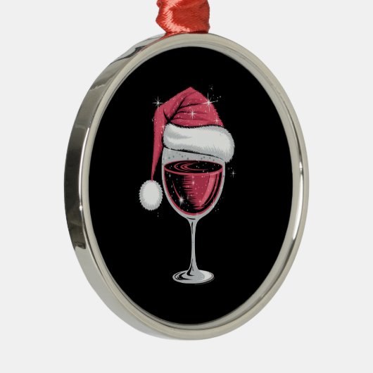 Rode Wijn Glas Kerst Grappige Kerst Kerstmis Metalen Ornament (Rechts)