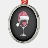 Rode Wijn Glas Kerst Grappige Kerst Kerstmis Metalen Ornament (Links)