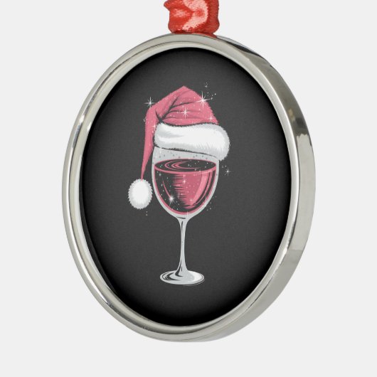 Rode Wijn Glas Kerst Grappige Kerst Kerstmis Metalen Ornament (Links)