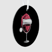 Rode Wijn Glas Kerst Grappige Kerst Kerstmis Ornament (voorkant)