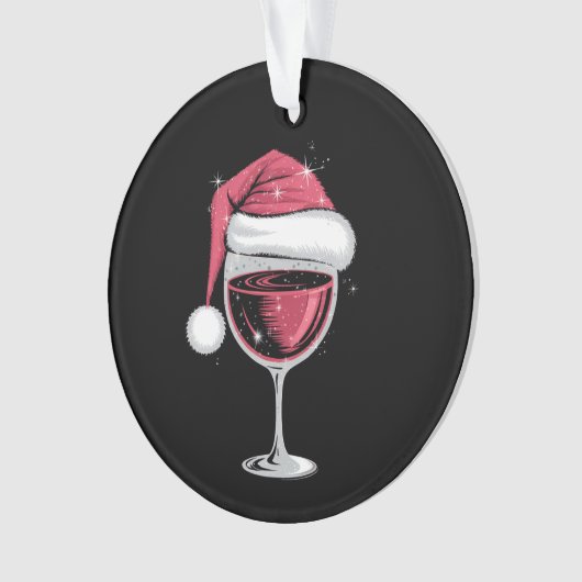 Rode Wijn Glas Kerst Grappige Kerst Kerstmis Ornament (voorkant)