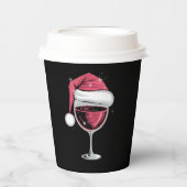 Rode Wijn Glas Kerst Grappige Kerst Kerstmis Papieren Bekers (Voorkant)