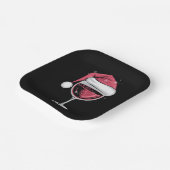 Rode Wijn Glas Kerst Grappige Kerst Kerstmis Papieren Bordje (Gebogen)