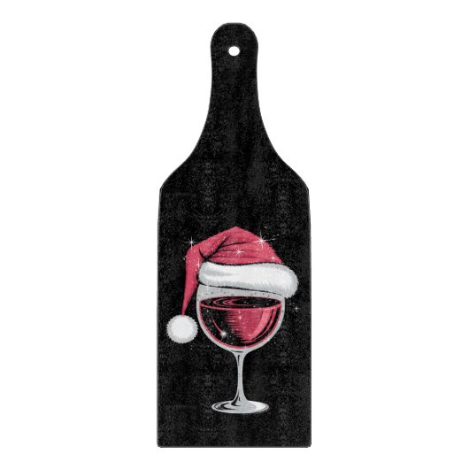 Rode Wijn Glas Kerst Grappige Kerst Kerstmis Snijplank (Voorkant)