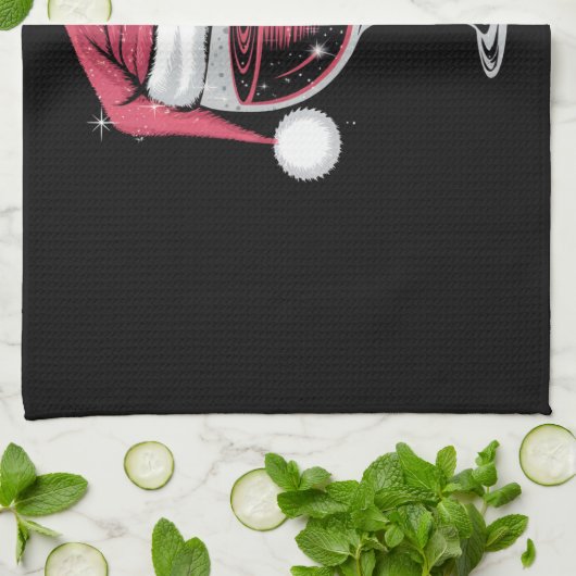 Rode Wijn Glas Kerst Grappige Kerst Kerstmis Theedoek (Gevouwen)