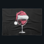 Rode Wijn Glas Kerst Grappige Kerst Kerstmis Theedoek<br><div class="desc">Rode Wijn Glas Kerst Grappige Kerst Kerstman</div>