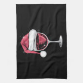 Rode Wijn Glas Kerst Grappige Kerst Kerstmis Theedoek (Verticaal)