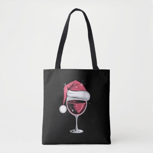 Rode Wijn Glas Kerst Grappige Kerst Kerstmis Tote Bag (Voorkant)