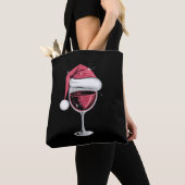 Rode Wijn Glas Kerst Grappige Kerst Kerstmis Tote Bag (Dichtbij)