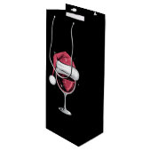 Rode Wijn Glas Kerst Grappige Kerst Kerstmis Wijn Cadeautas (Voorkant Gekanteld)