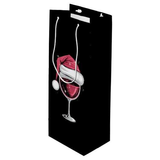 Rode Wijn Glas Kerst Grappige Kerst Kerstmis Wijn Cadeautas (Voorkant Gekanteld)