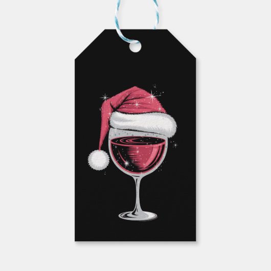 Rode wijn glas Kerst Grappige Kerst Xmas Cadeaulabel (Achterkant)